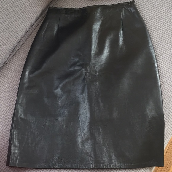 Black Leather Skirt - Picture 1 of 5